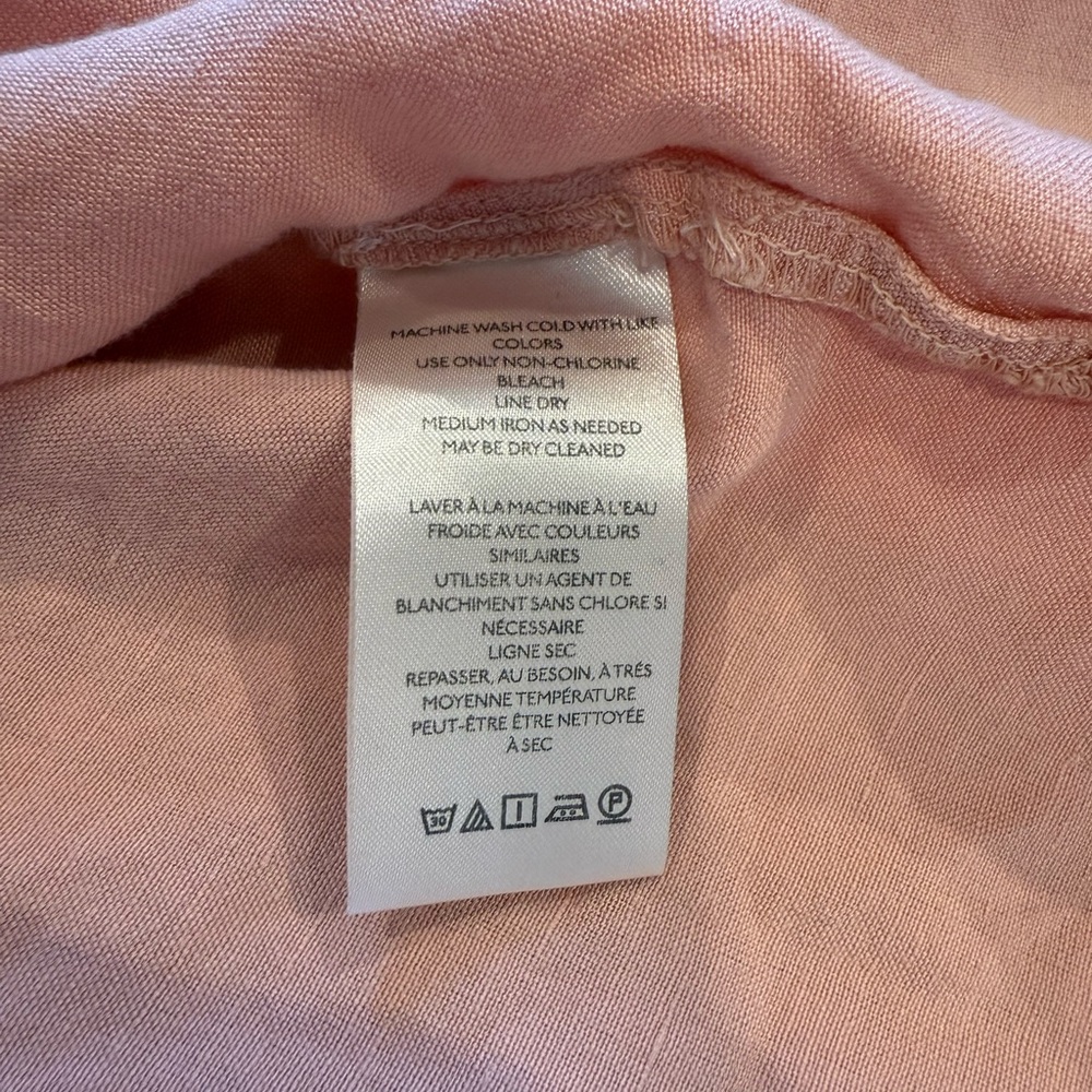 Pilcro Anthropologie Light Pink Linen Ruffled Button Down Blouse Size XS - Picture 10 of 11